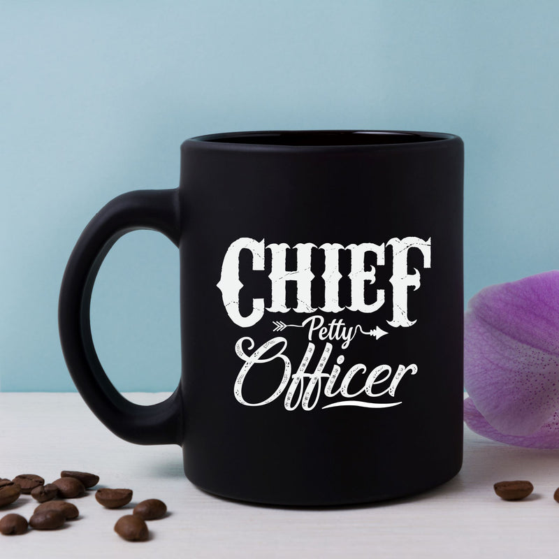 Chief Petty Officer 15 oz Black Glossy Mug Lifestyle by Suncera