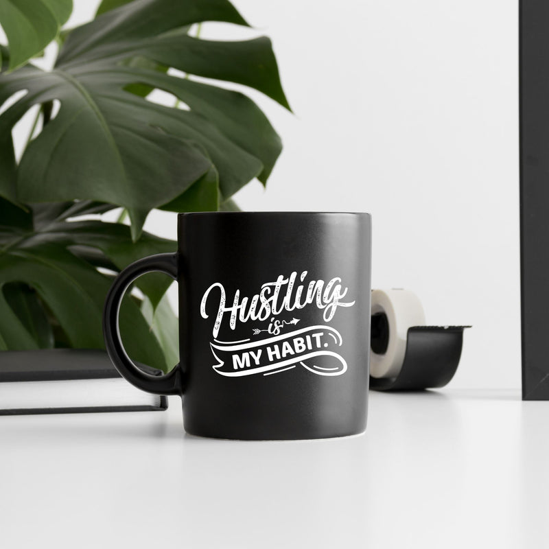 Hustling Is My Habit 15 oz Black Glossy Mug Lifestyle by Suncera
