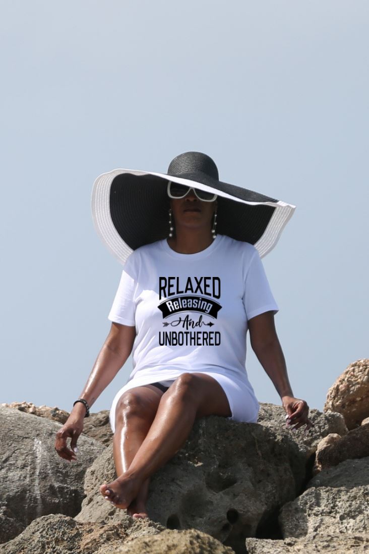 Relaxed Releasing and Unbothered Organic Cotton T-Shirt Dress Lifestyle by Suncera