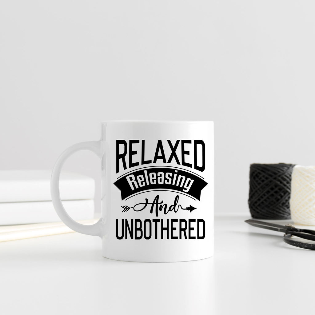 Relaxed Releasing and Unbothered 15 oz Mug Lifestyle by Suncera