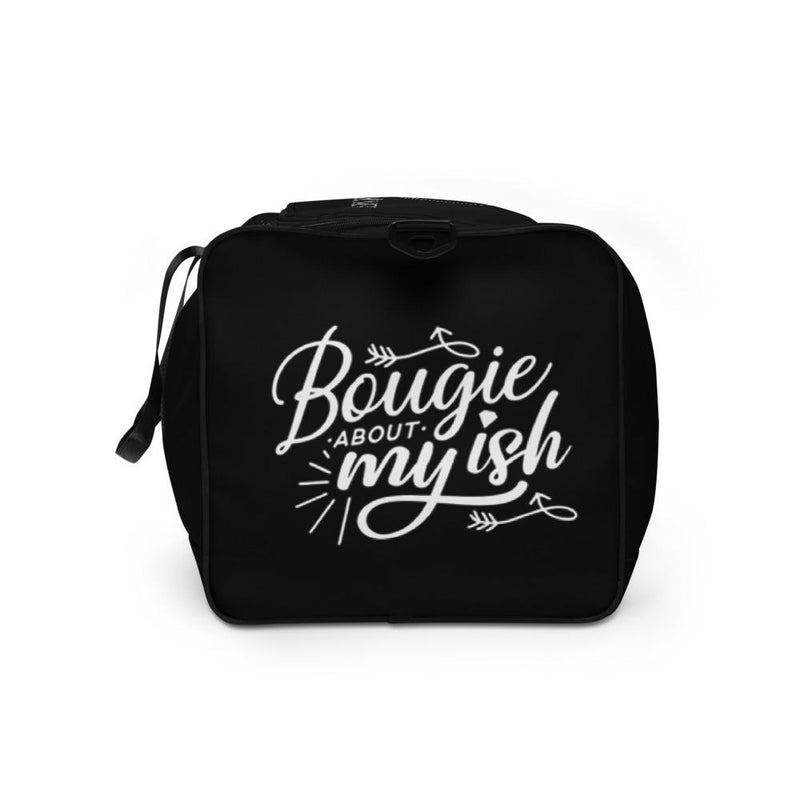 Bougie About My Ish Black Duffle Bag Lifestyle by Suncera