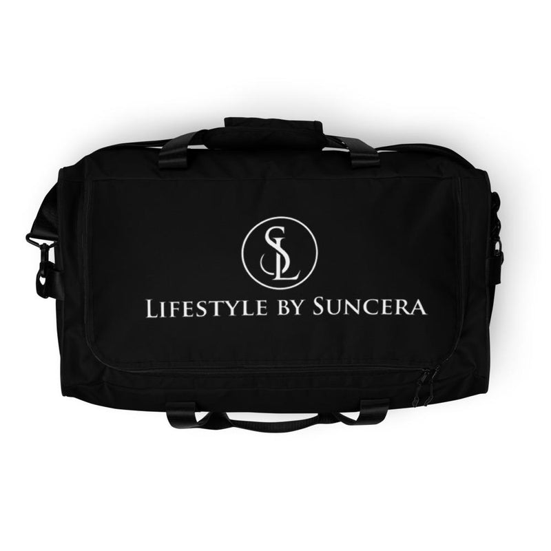 Introverted Extrovert Black Duffle Bag Lifestyle by Suncera