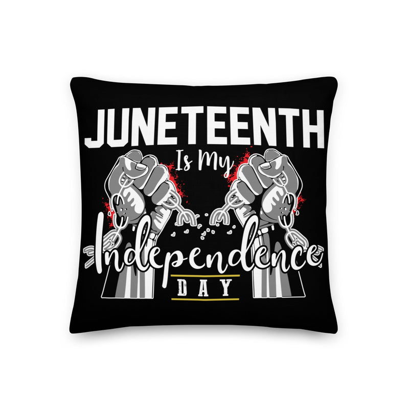 Juneteenth Is My Independence Day Single Fist Black Pillow Lifestyle by Suncera