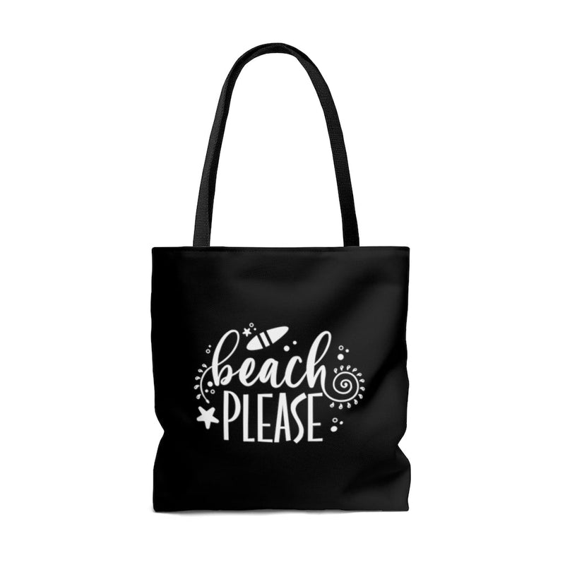 Beach Please Black Tote Bag Lifestyle by Suncera