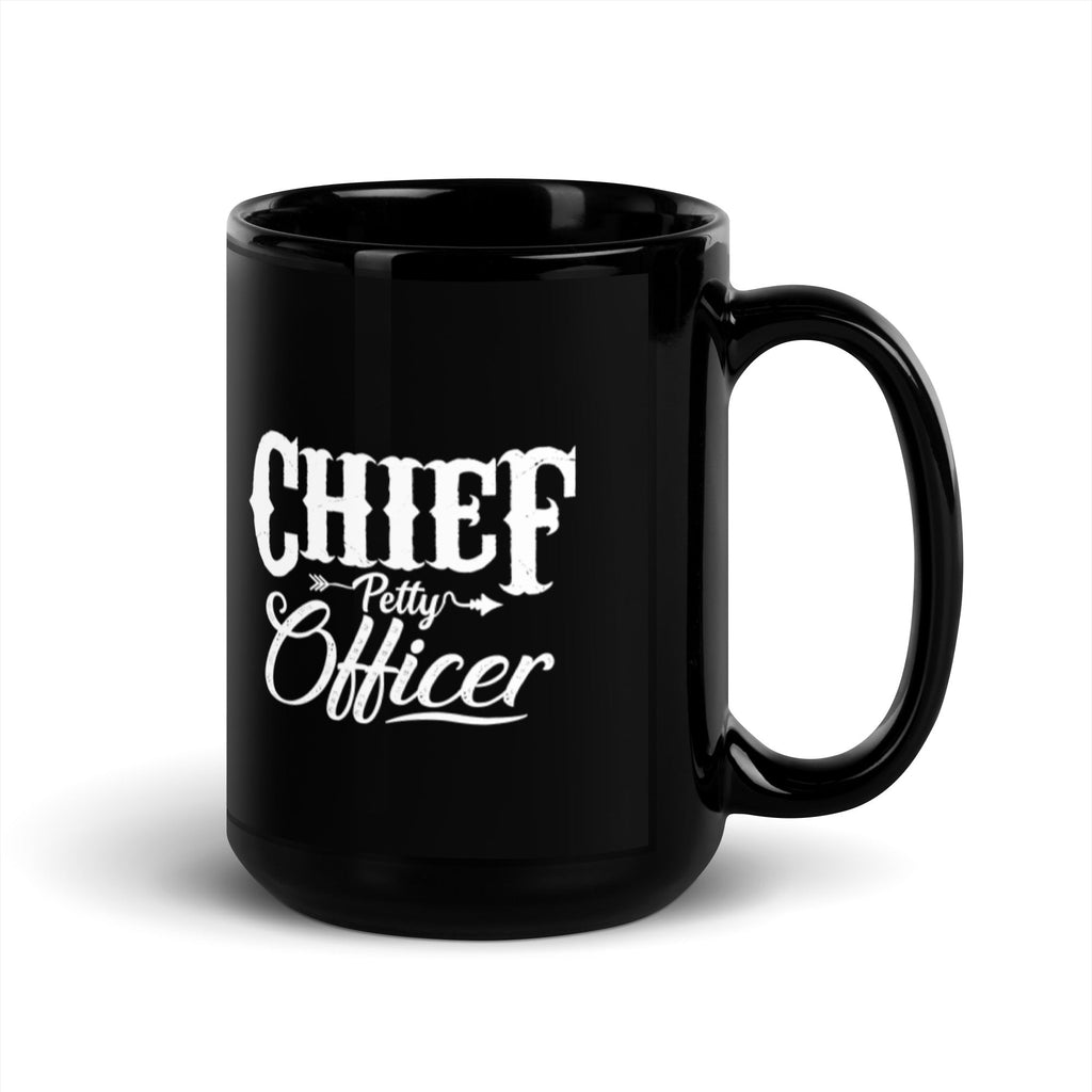 Chief Petty Officer 15 oz Black Glossy Mug Lifestyle by Suncera