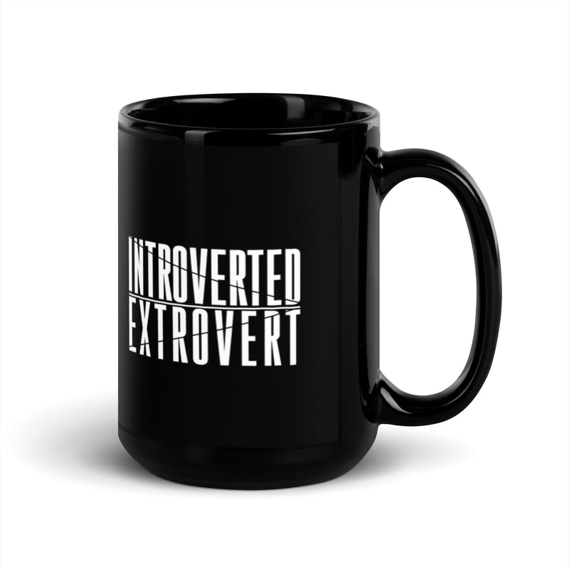 Introverted Extrovert 15 oz Black Glossy Mug Lifestyle by Suncera