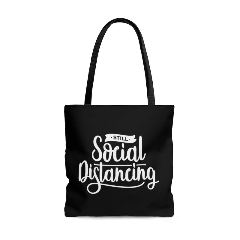 Still Social Distancing Black Tote Bag Lifestyle by Suncera