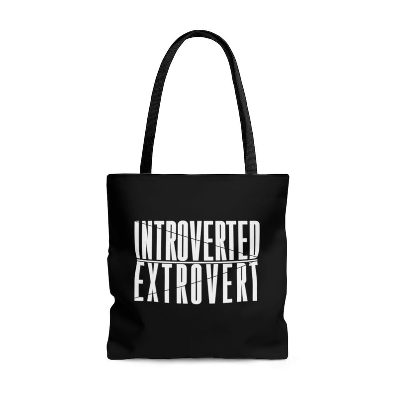 Introverted Extrovert Black Tote Bag Lifestyle by Suncera