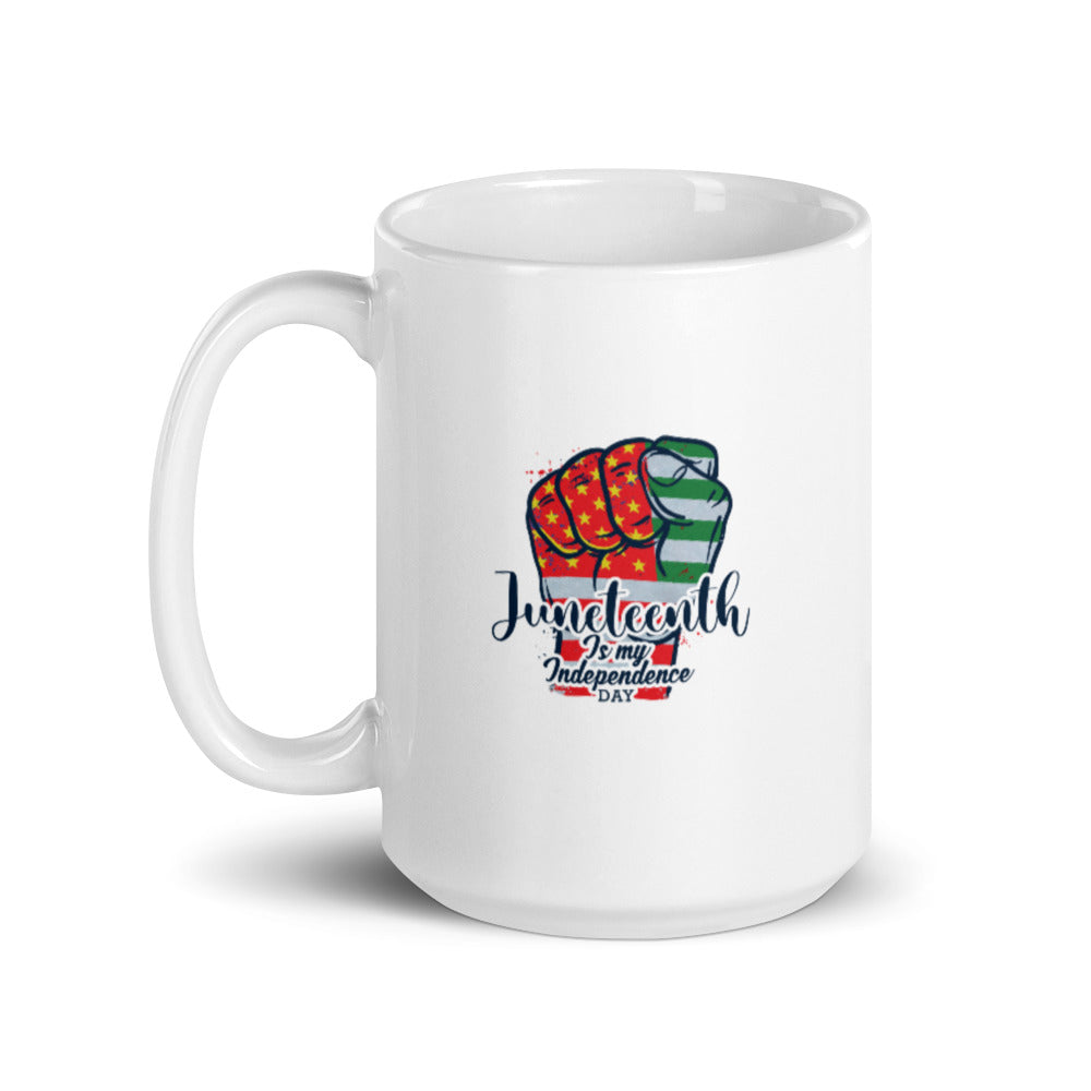 Juneteenth Is My Independence Day Multicolor Mug Lifestyle by Suncera