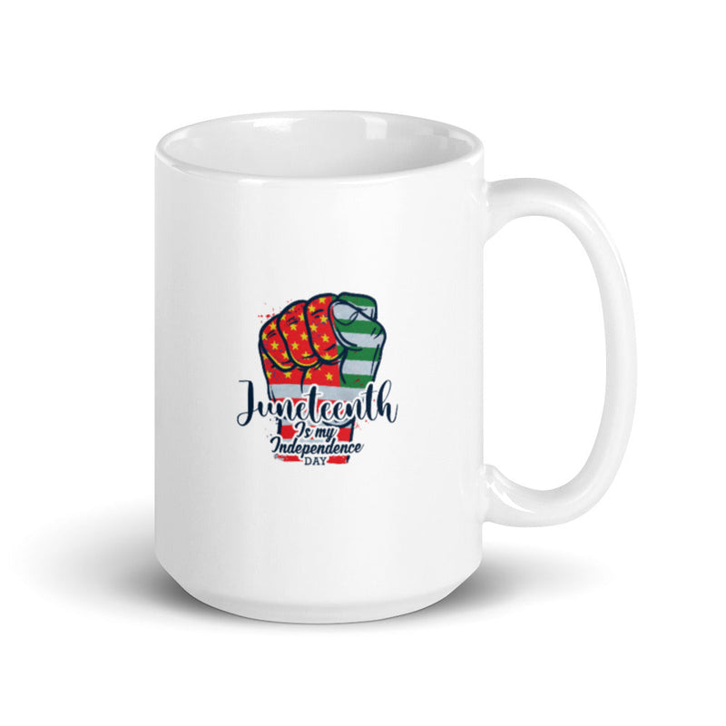 Juneteenth Is My Independence Day Multicolor Mug Lifestyle by Suncera